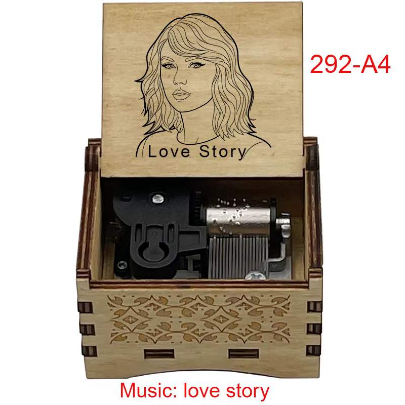 Boîte à musique en bois histoire d'amour, chanteur tay-lor, chanson populaire, proposition chaude, m