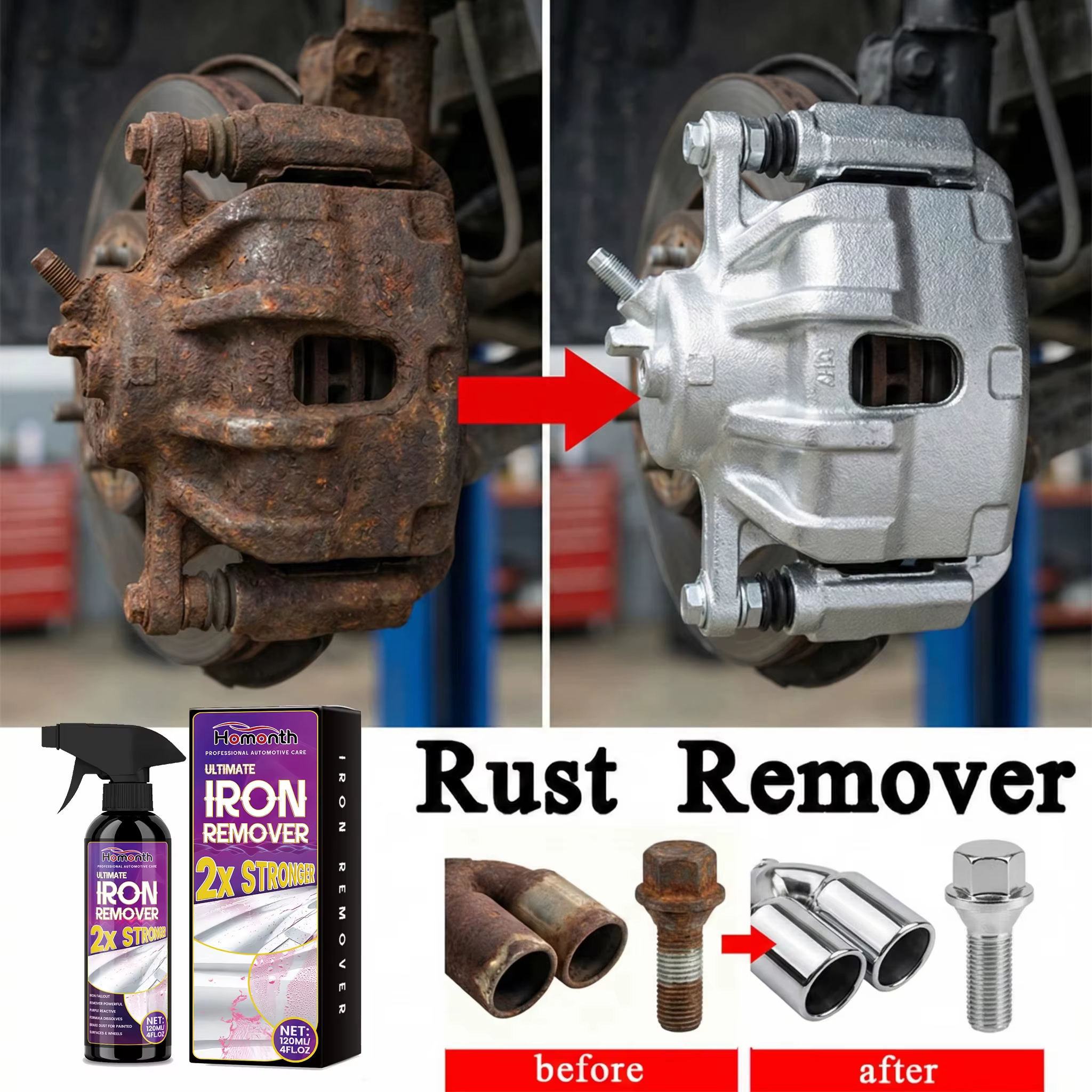 Spray anti-rouille puissant pour l'élimination de la rouille sur les métaux, voitures, vélos, outils
