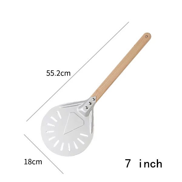 PGY Spatule à pizza perforée en aluminium de 7/8/9 pouces, pelle à pizza ronde en métal avec manche 