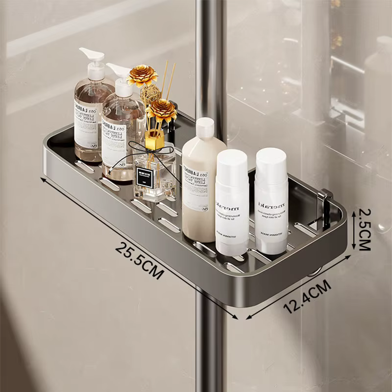 Salle de bain douche stockage Gel douche shampooing support tige de douche plateau amovible en allia