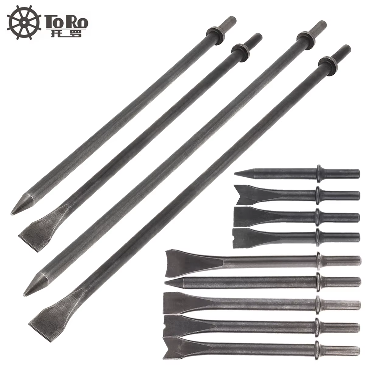 Tête de ciseau à air dure 120-460 mm 45 #   Tête de pelle à Air solide en acier, embout de marteau à