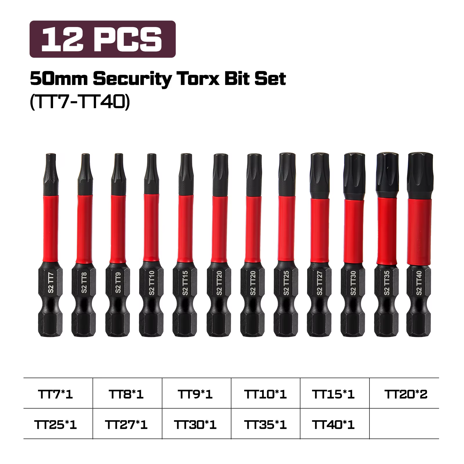 Geinxurn 12 pièces 50mm TORX jeu d'embouts tournevis embouts jeu de douilles pour l'amélioration de 