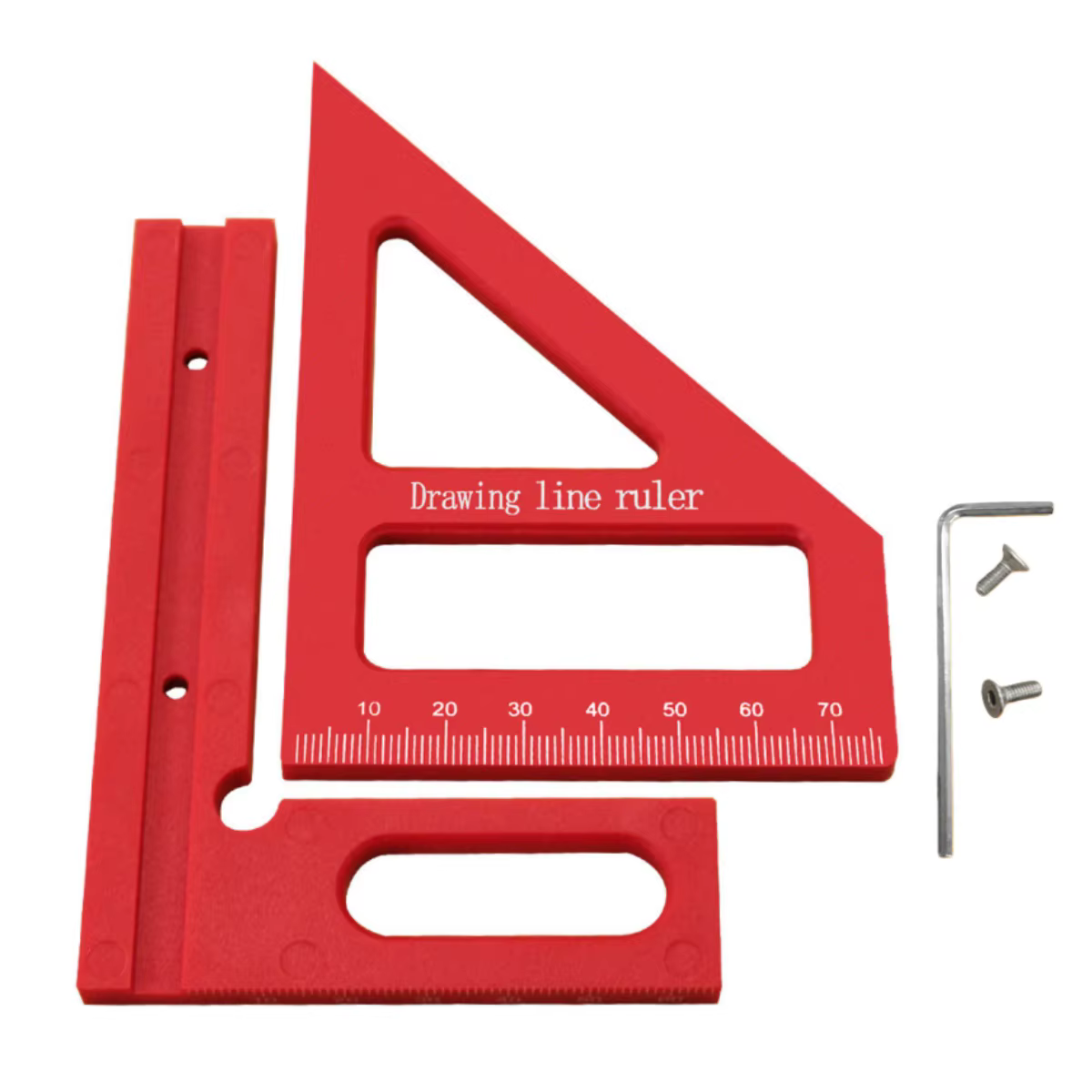 Outil de mesure de disposition de règle triangulaire à onglet métrique, règle de mesure de rapporteu