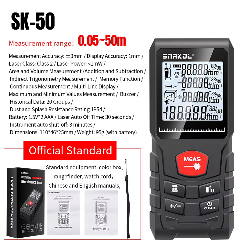 Snakol Distance Laser 50M/100M/120M télémètre compteur professionnel télémètre Laser règle outil de 