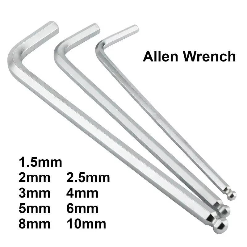 La clé Allen professionnelle 1,5 mm 2 mm 2,5 mm 3 mm 4 mm 5 mm 6 mm 8 mm 10 mm est disponible
