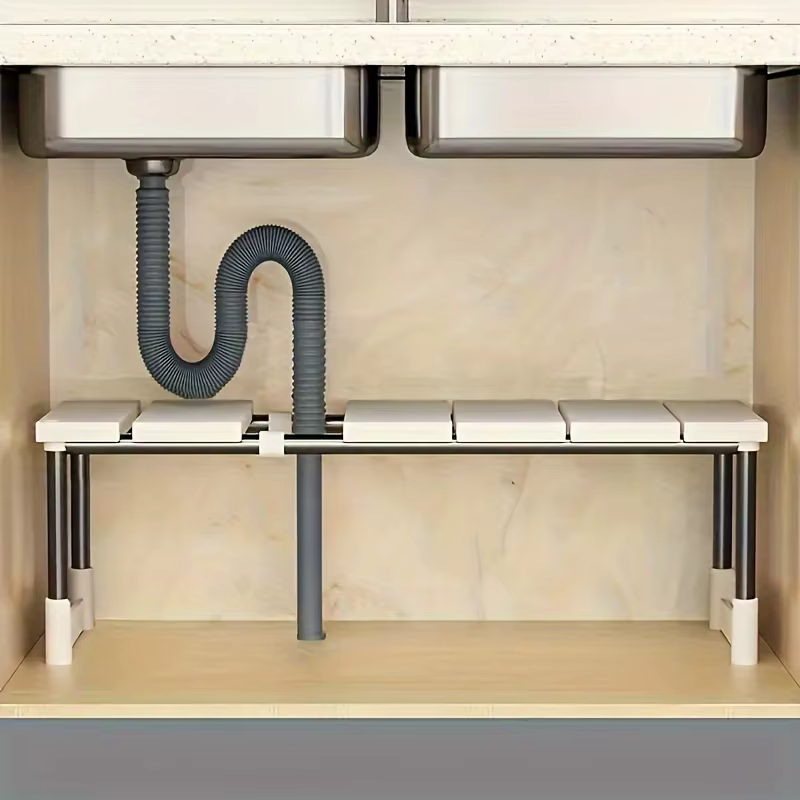 Étagère de rangement réglable sous l'évier - Étagère de rangement multi-niveaux en acier inoxydable,