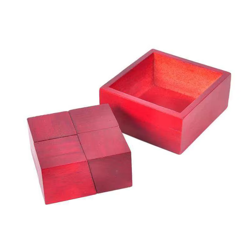 Boîte de puzzle en bois impossible à résoudre, avec quatre pièces soigneusement disposées, cube logi