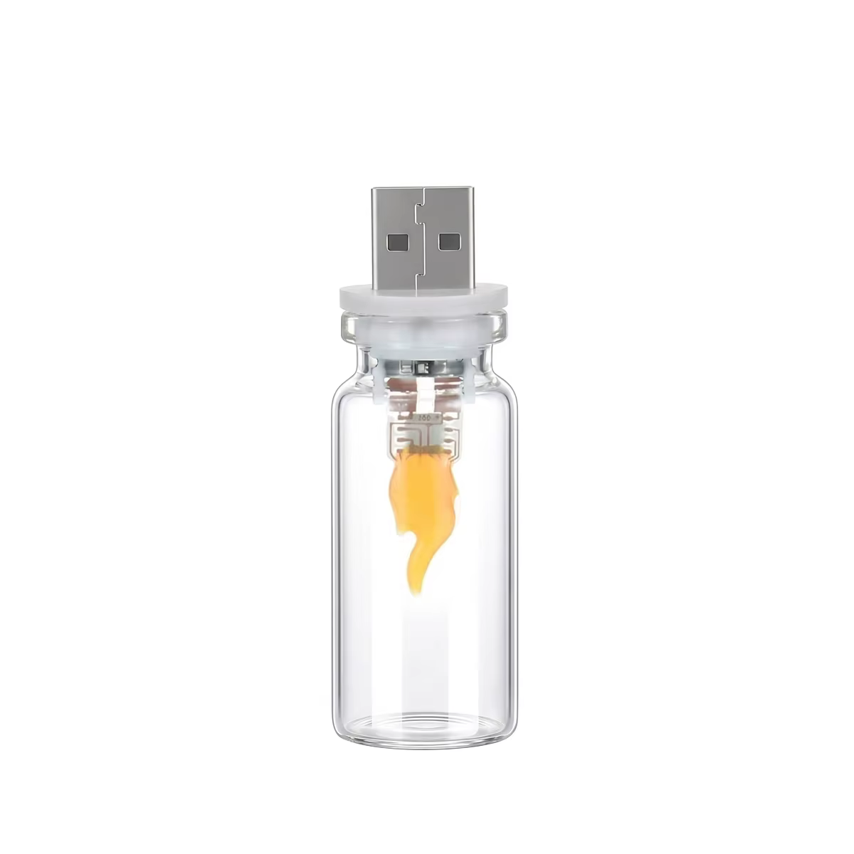 Lampe de nuit LED USB à flamme vacillante en verre dépoli transparent, flamme simulée pour voiture,