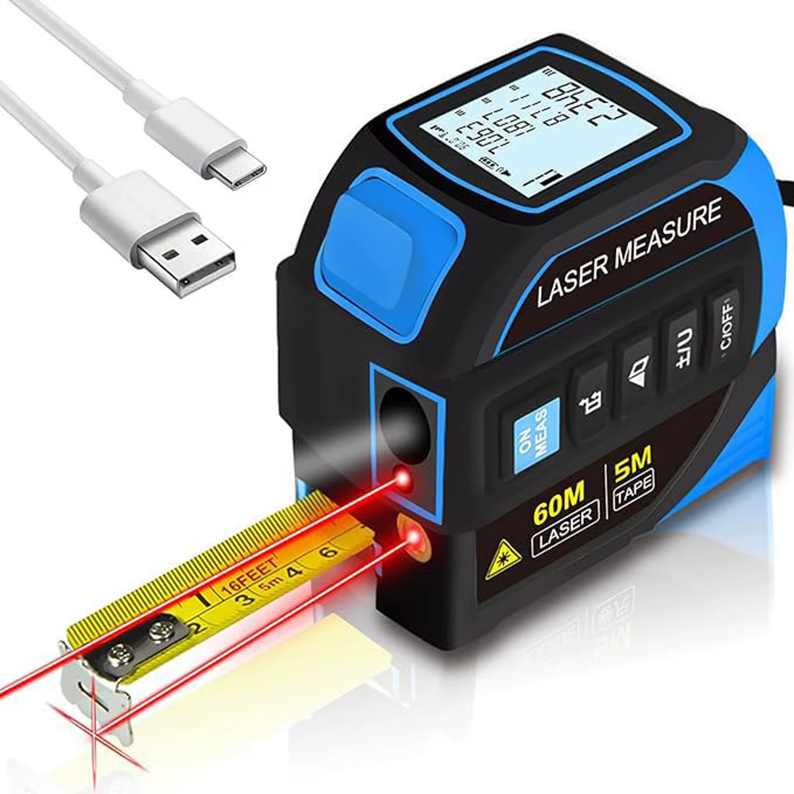 Règle à ruban Laser 4 en 1, télémètre Laser 40/60/80/100m, Distance Laser infrarouge 5M, Instrument 