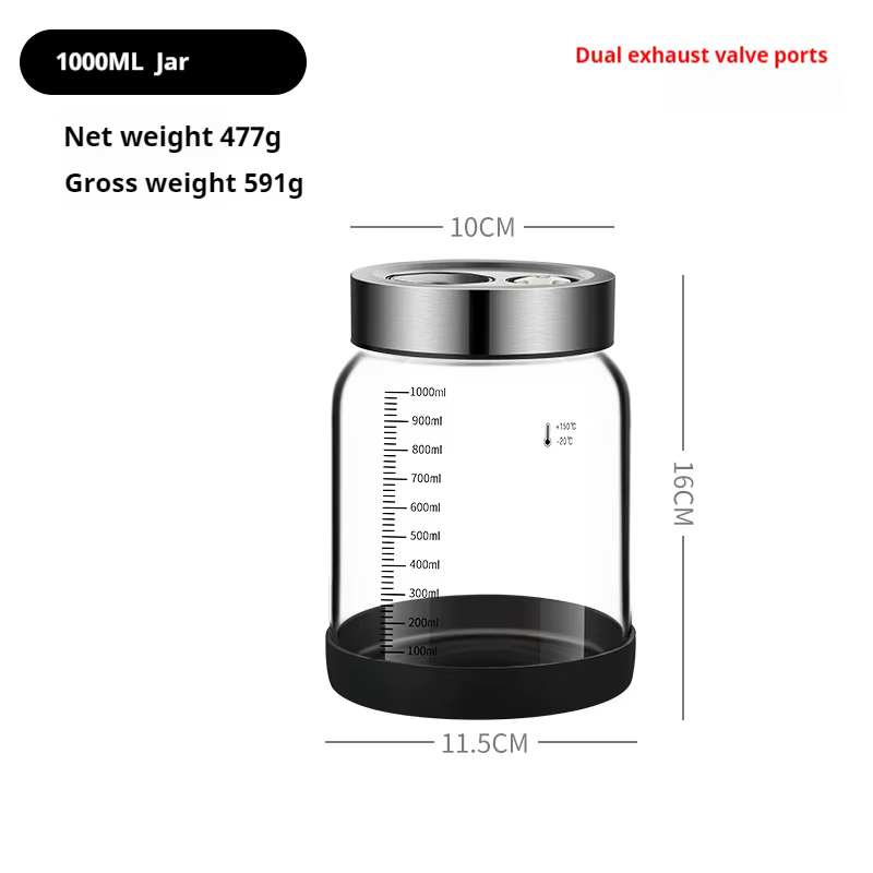 Réservoir hermétique scellé sous vide pour grains de café, pots de stockage des aliments transparent
