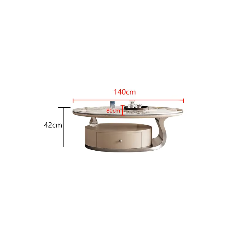 Petite table basse naren acier inoxydable, plaque de roche légère, rangement de luxe, salon, ménage 