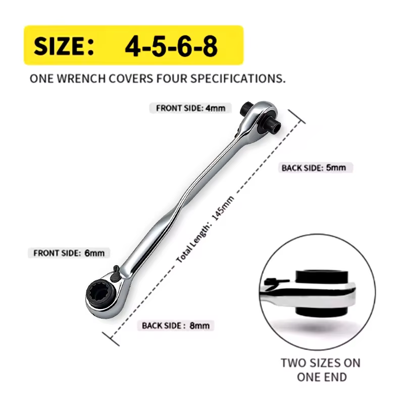 Clé à cliquet double extrémité 4-en-1 robuste, réversible, avec embouts Torx et Allen, outil manuel 
