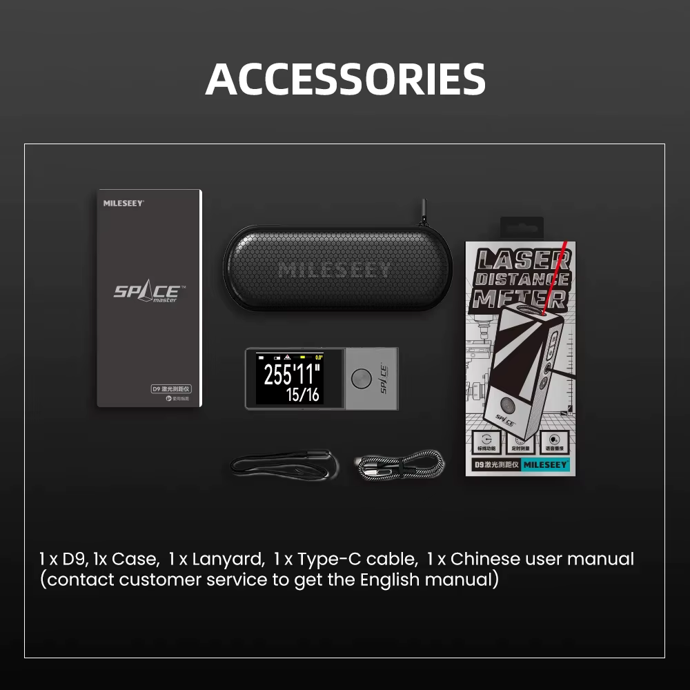 Télémètre laser Mileseey D9 100M Bluetooth rechargeable avec grand écran et alignement visuel par li