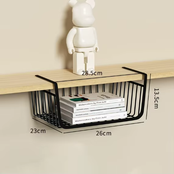 Organisateur de rangement en fil métallique avec panier suspendu pour placard, armoire, bureau, bibl