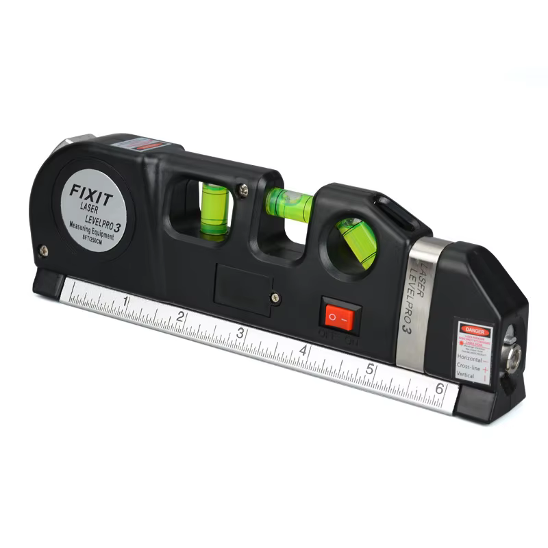 Niveau laser multifonctionnel, ruban à mesurer de 8 pieds, règles métriques standard ajustables pour