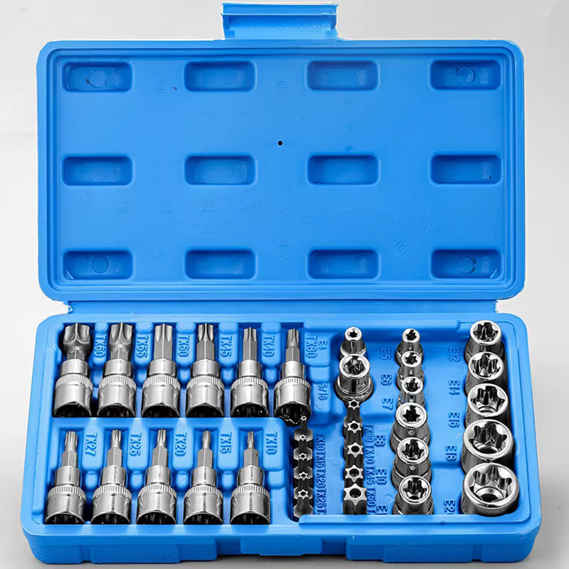 Jeu de 34 embouts Torx et douilles E-Torx, embouts mâles et femelles E-Torx de 1/4 ", 3/8 ", 1/2 ", 