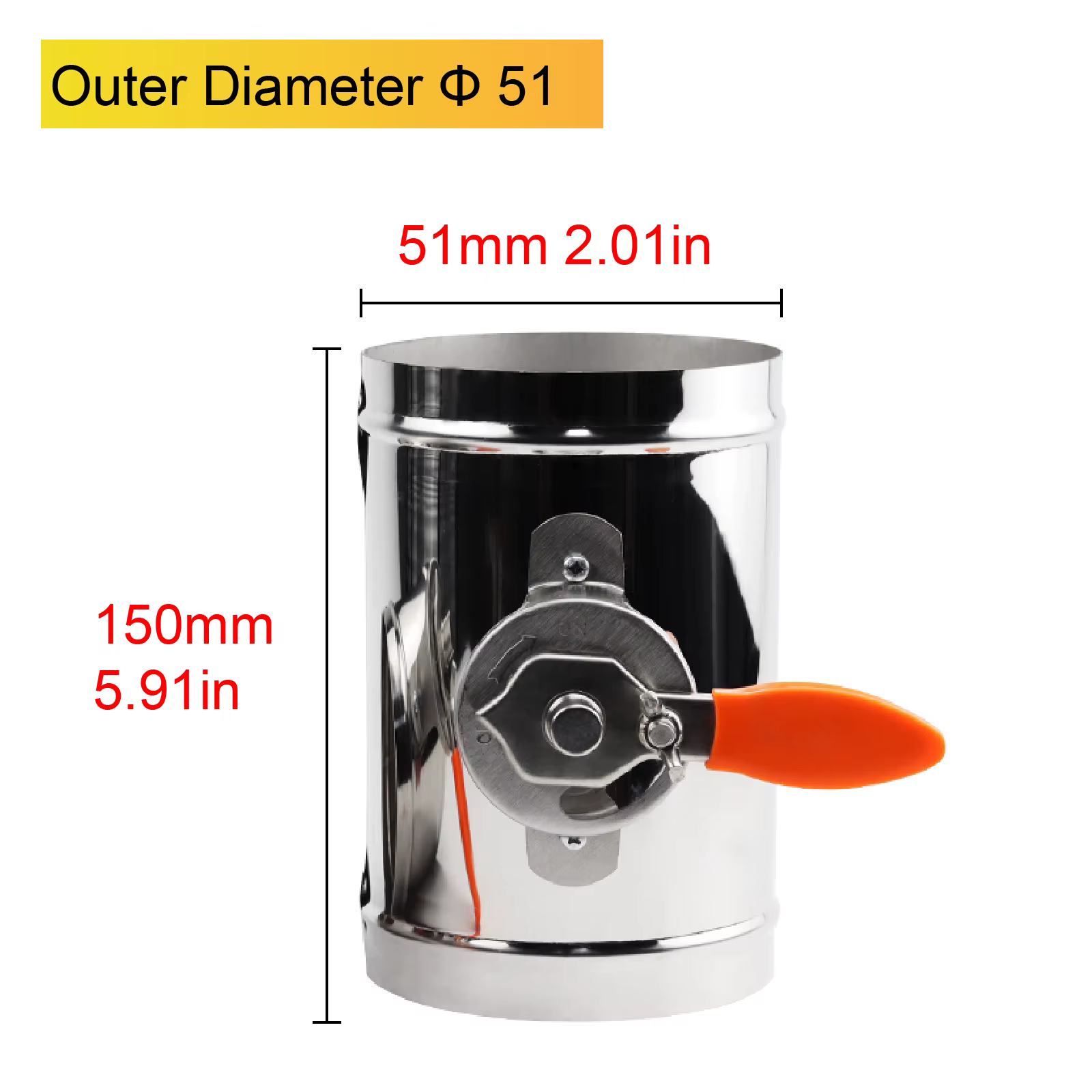 Vanne de Régulation d’Air Inox 201 avec Lame Silicone Clapet de Ventilation Ø51-150mm Bride 25mm pou