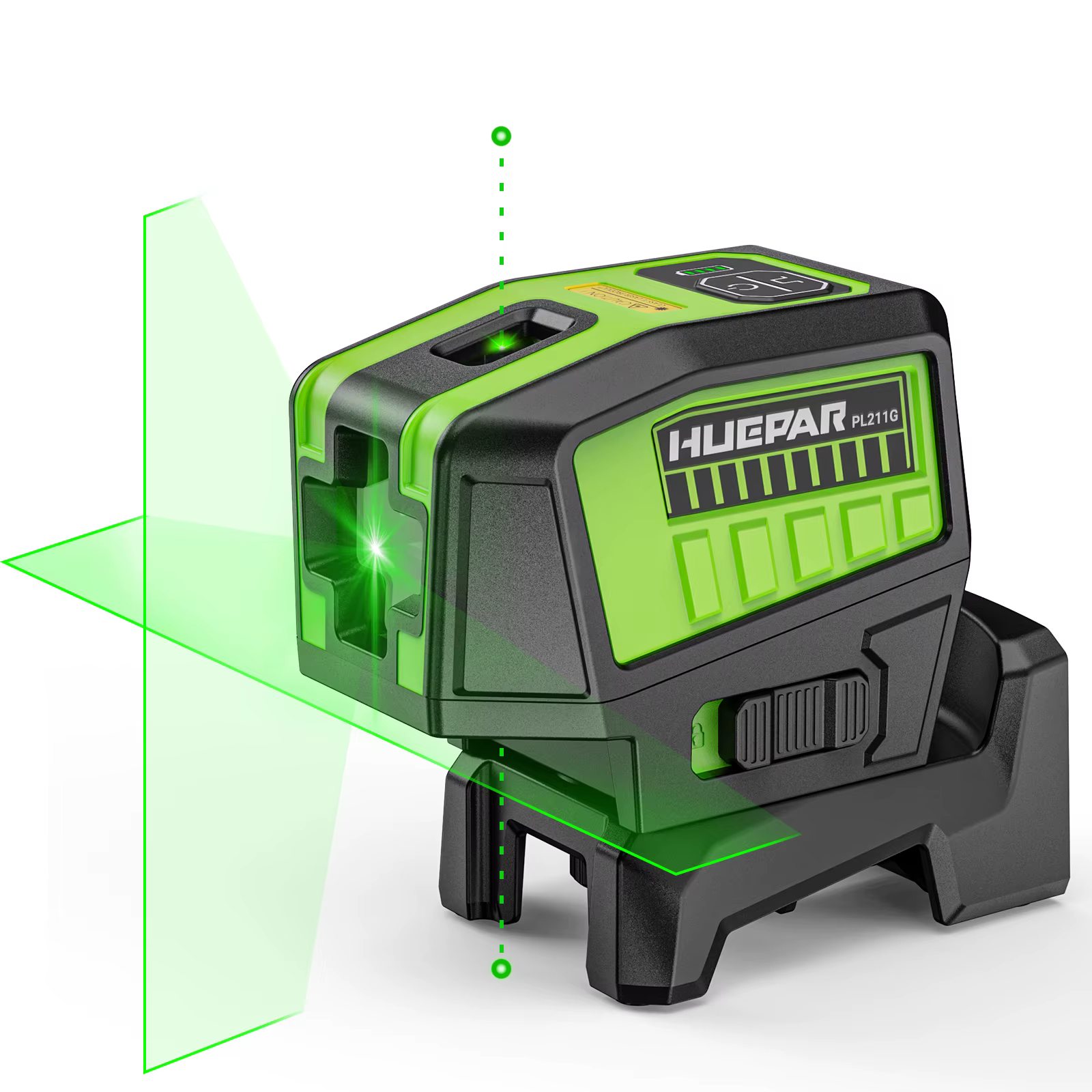 Niveau laser auto-nivelant Huepar PL211G à faisceau vert, 2 lignes, 2 points, avec mode pulsé