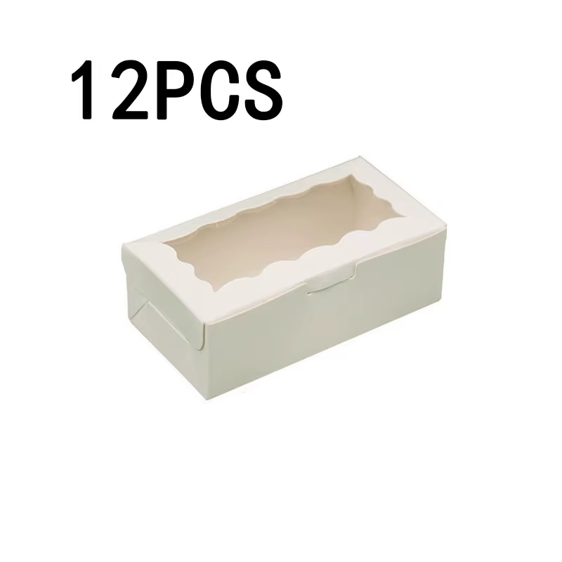Porte-gâteaux 12 pièces, boîte carrée avec couvercle, boîte à pain blanche avec fenêtre, pour tartes