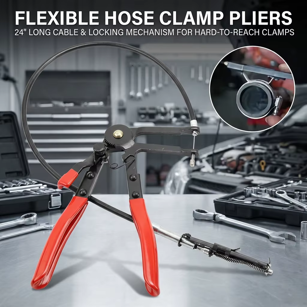 Pince de serrage pour colliers de serrage de tuyaux pliables, type câble flexible, longs colliers de