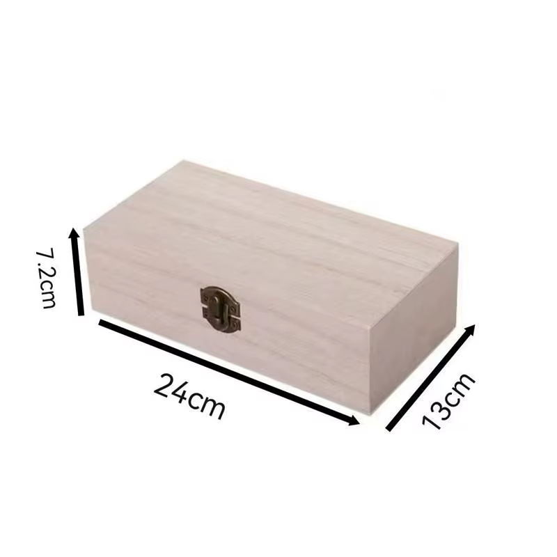 Boîte de rangement rectangulaire en bois, organisateur, conteneur de rangement simple, anti-poussièr