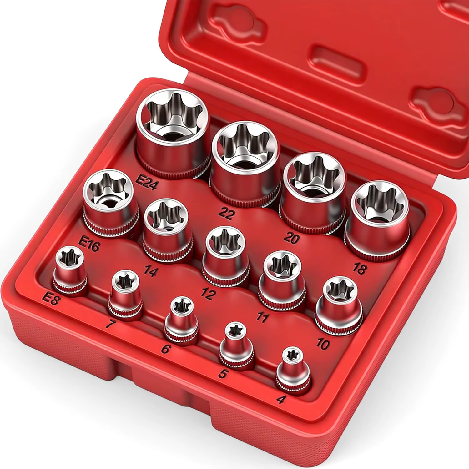 Jeu de douilles E-TORX de 14 pièces, douilles Torx femelles de qualité supérieure - 1/4" 3/8" 1/2" D