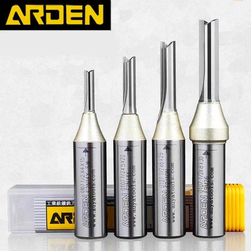 Arden 2 cannelures TCT fraise à bout droit travail du bois CNC outil carbure coupe 1/2 tige routeur
