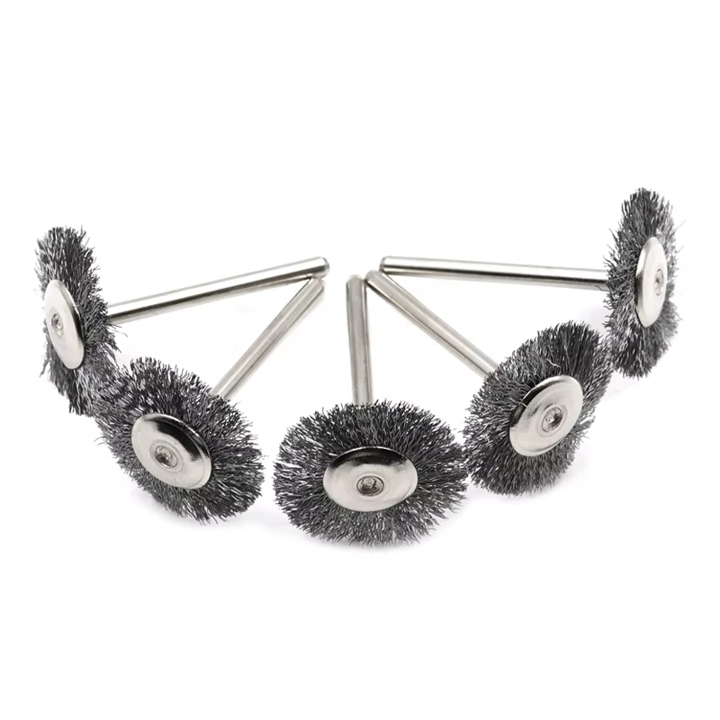 Jeu de brosses à roue métallique, perceuse, polissage, outils Dremel, tige de 3mm pour meuleuse élec
