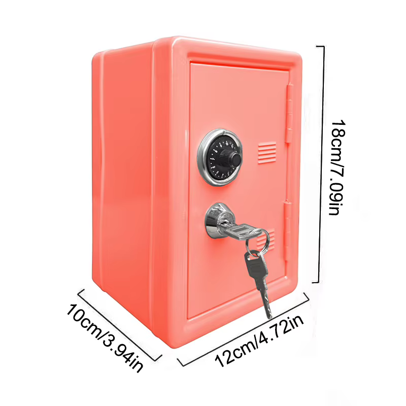 Tirelire avec serrure à combinaison et clé, coffre-fort pour enfants, boîte à monnaie avec plateau à