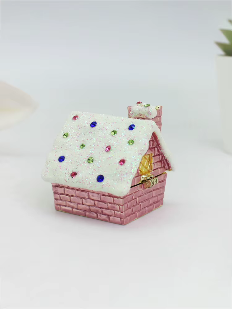 SHINNYGIFTS – boîte à bijoux en forme de maison, décor en strass, mallette de rangement de bibelots 