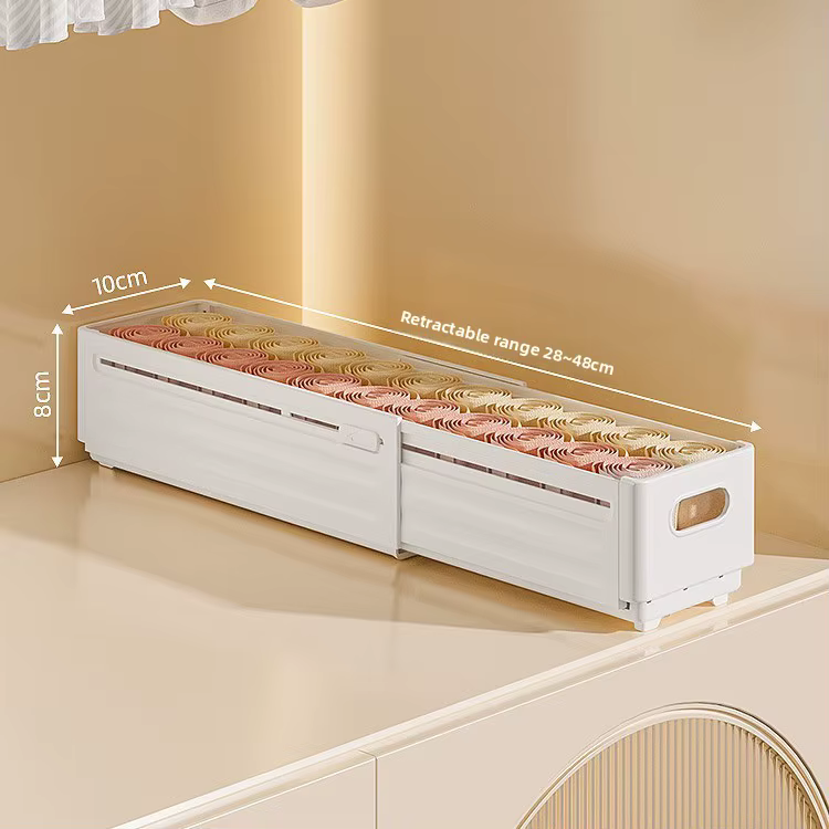 Boîte de rangement réglable pour chaussettes et sous-vêtements, boîte de rangement rétractable pour 