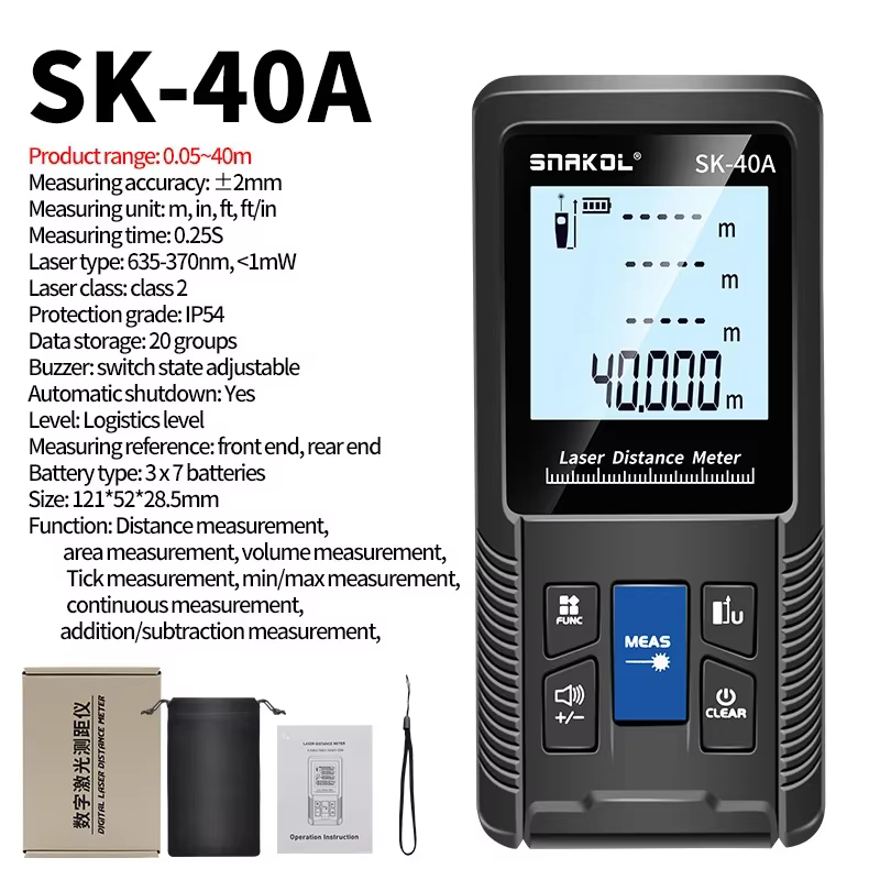 Télémètre laser SNAKOL - Outil de mesure numérique 40m/50m/70m/100m/120m - Mètre de distance - Télém