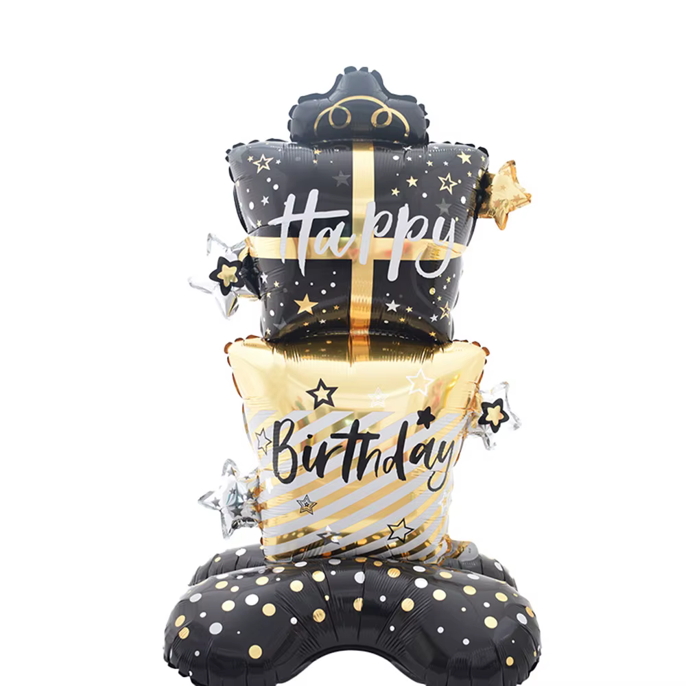 Coffret cadeau d'anniversaire sur pied, ballon en aluminium, 1 pièce, adapté aux fêtes d'anniversair