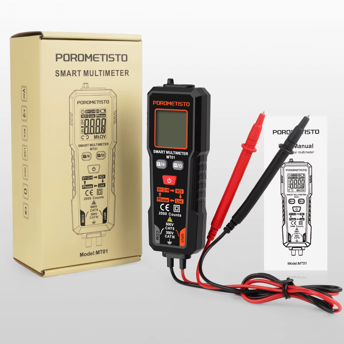 POROMETISTO-Multimètre numérique intelligent MT01, testeur de tension, test de fil sous tension NCV,