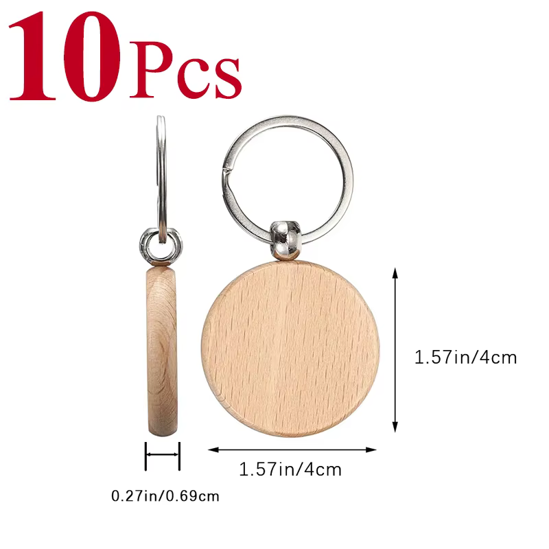 Logo gratuit 10 pièces porte-clés en bois inachevé vierges porte-clés en bois porte-clés pour bricol