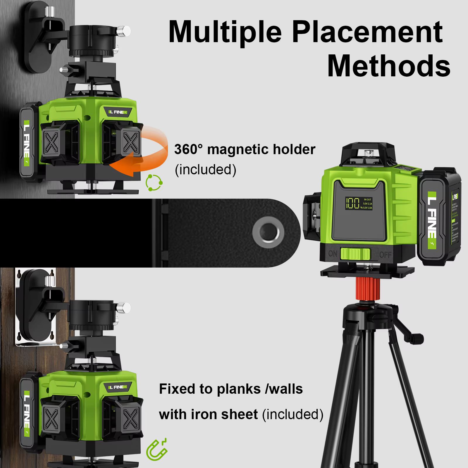 Lfine2/4D16 Lignes 360 ° Niveaux laser auto-nivelants trépied en option et outil de niveau laser pro