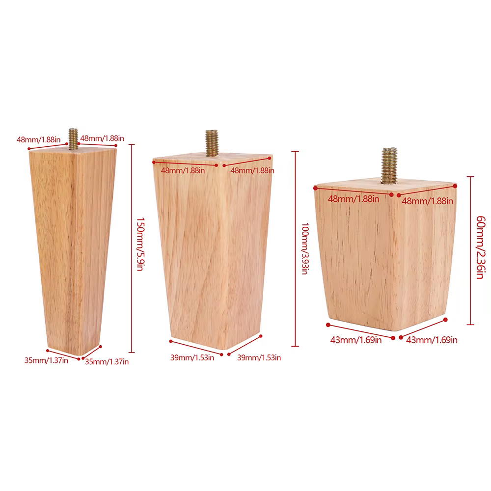 4 pièces 6/10/15cm pieds de meubles en bois massif canapé armoires pieds carrés lit Table chaise pie