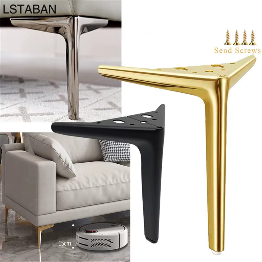 4 pièces pieds de meubles en métal en acier au carbone meuble TV lit pieds de table basse noir or ar