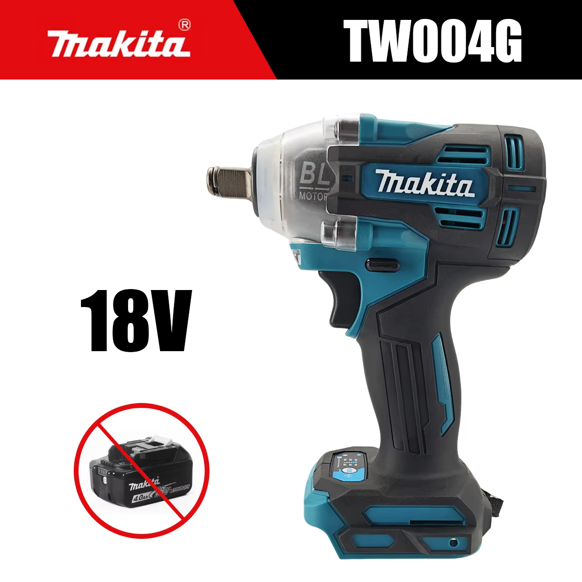 Clé à chocs électrique sans fil Makita 18V TW004G à couple élevé 280N.m pour la réparation automobil