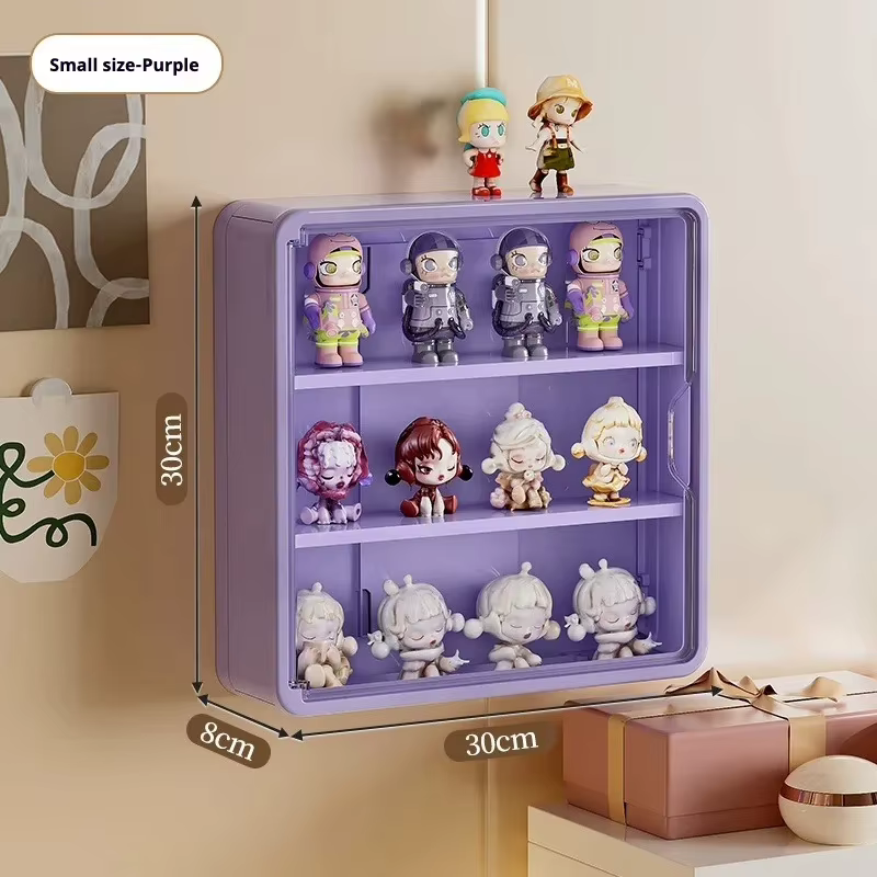 Boîte de rangement murale avec couvercle pour figurines d'action, jouets, présentoir à aspiration ma