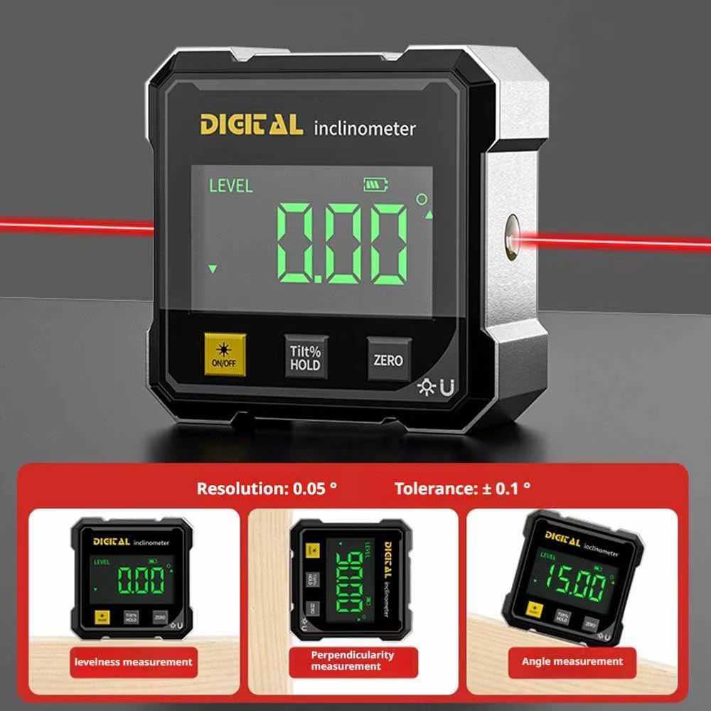 Jauge d'angle numérique magnétique à 4 côtés, avec rapporteur électronique Laser, horizontaomètre, i