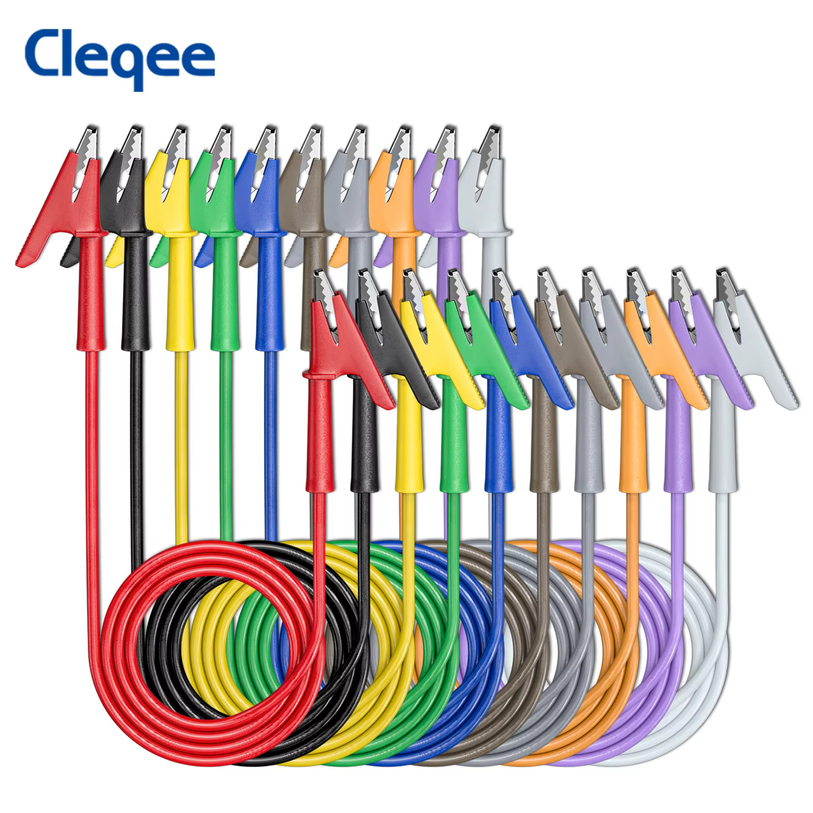 Cleqee-Pince crocodile à double extrémité avec câble de test en cuivre flexible, fil de test, pince 