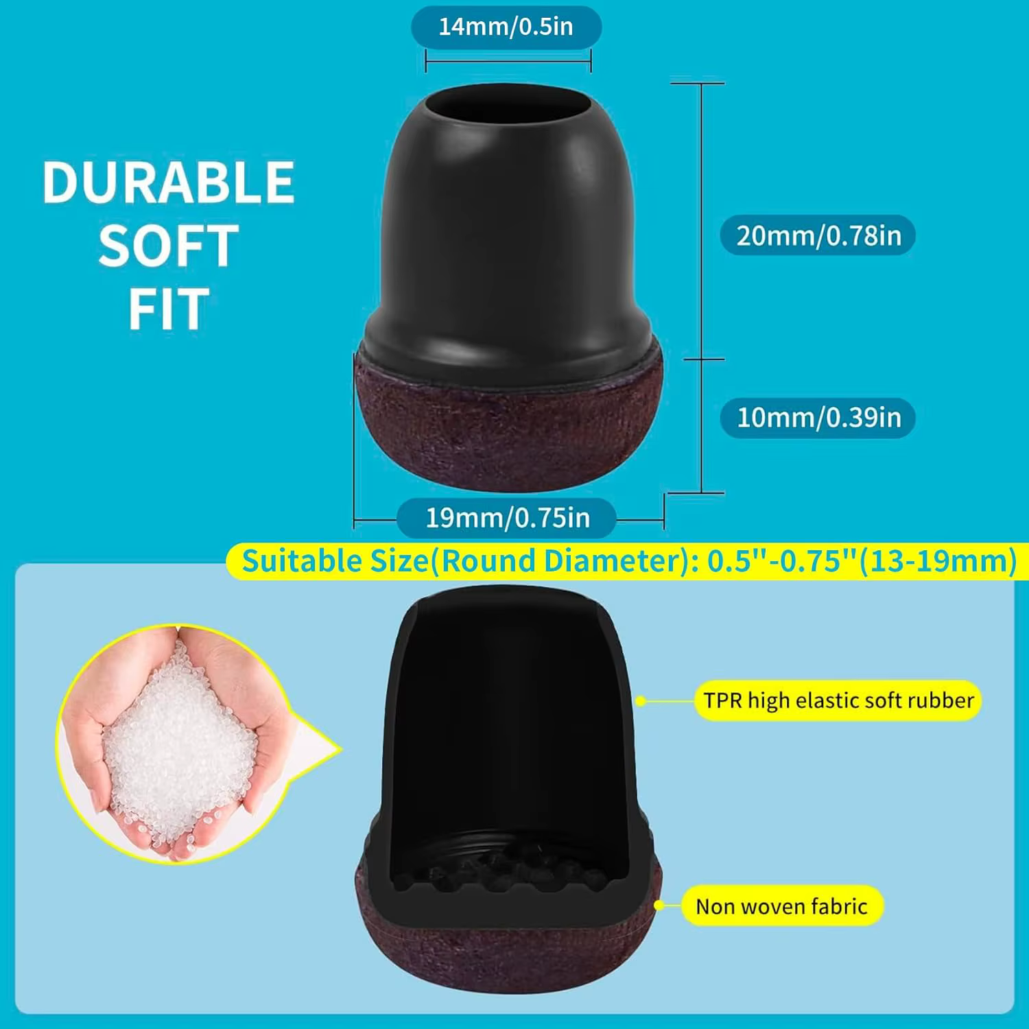 Protecteur de sol pour pieds de chaise, 8 pièces, couvre-pied diagonale avec coussinets en feutre ép