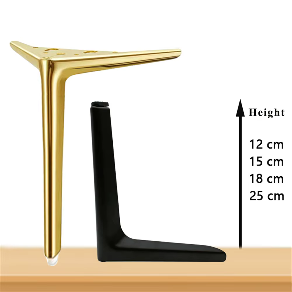 4 pièces pieds de meubles en métal en acier au carbone meuble TV lit pieds de table basse noir or ar