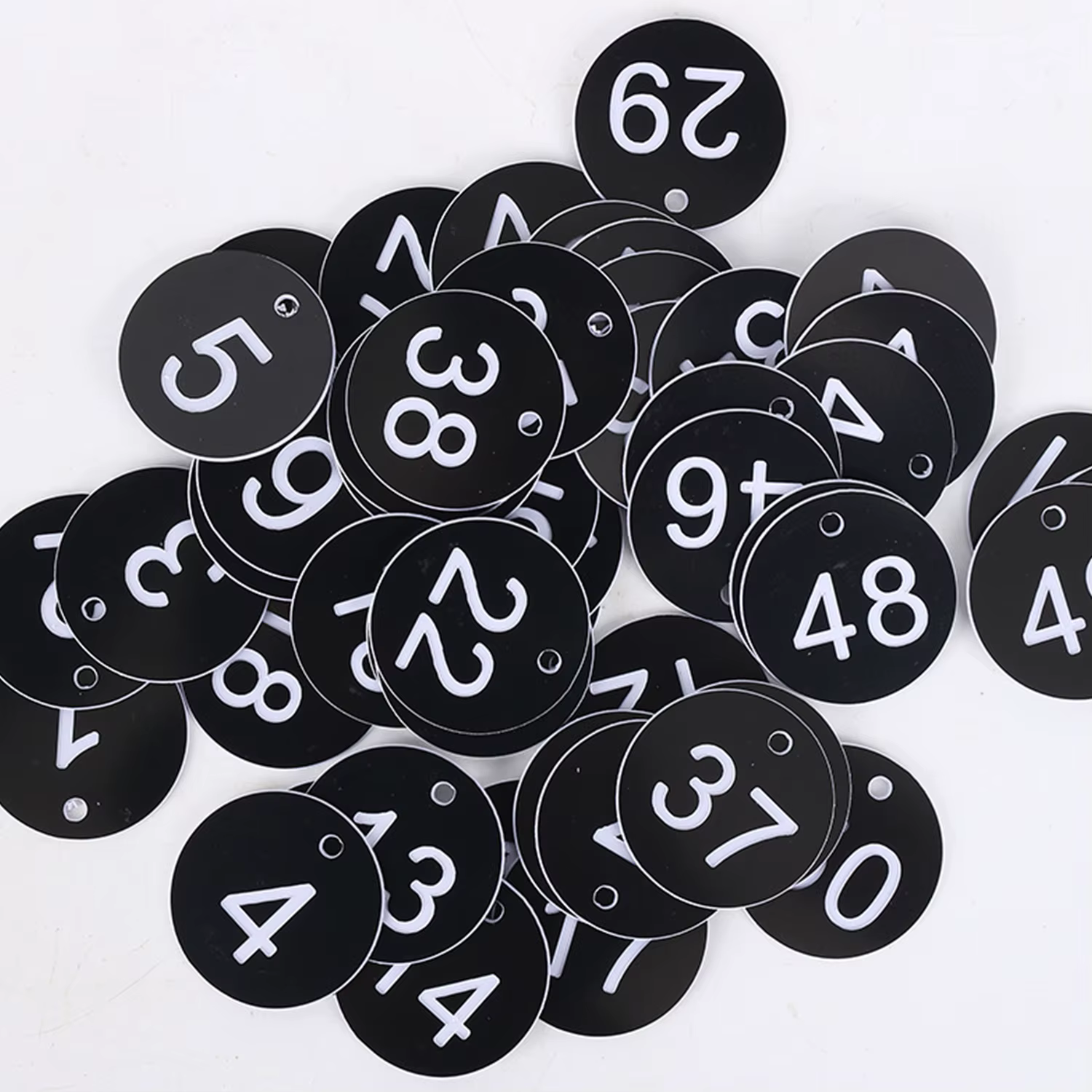 Étiquettes rondes à chiffres 1-50 pièces, porte-clés, étiquette de casier, étiquette d'identificatio