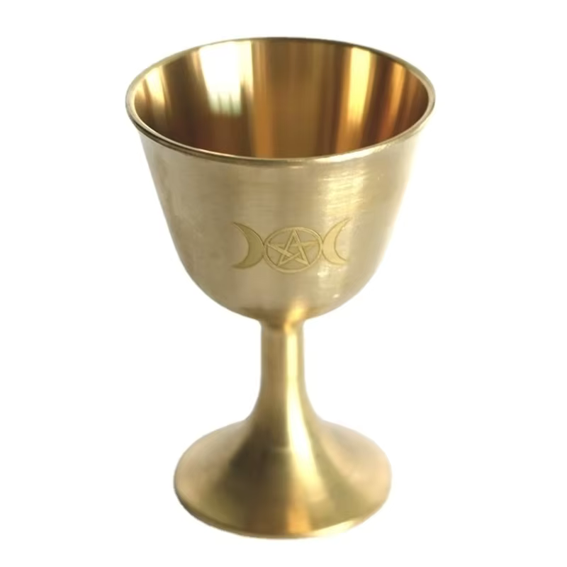 Gobelet d'autel Wicca plaqué or, tasse rituel, cérémonie en laiton, Divination lune, outil astrologi