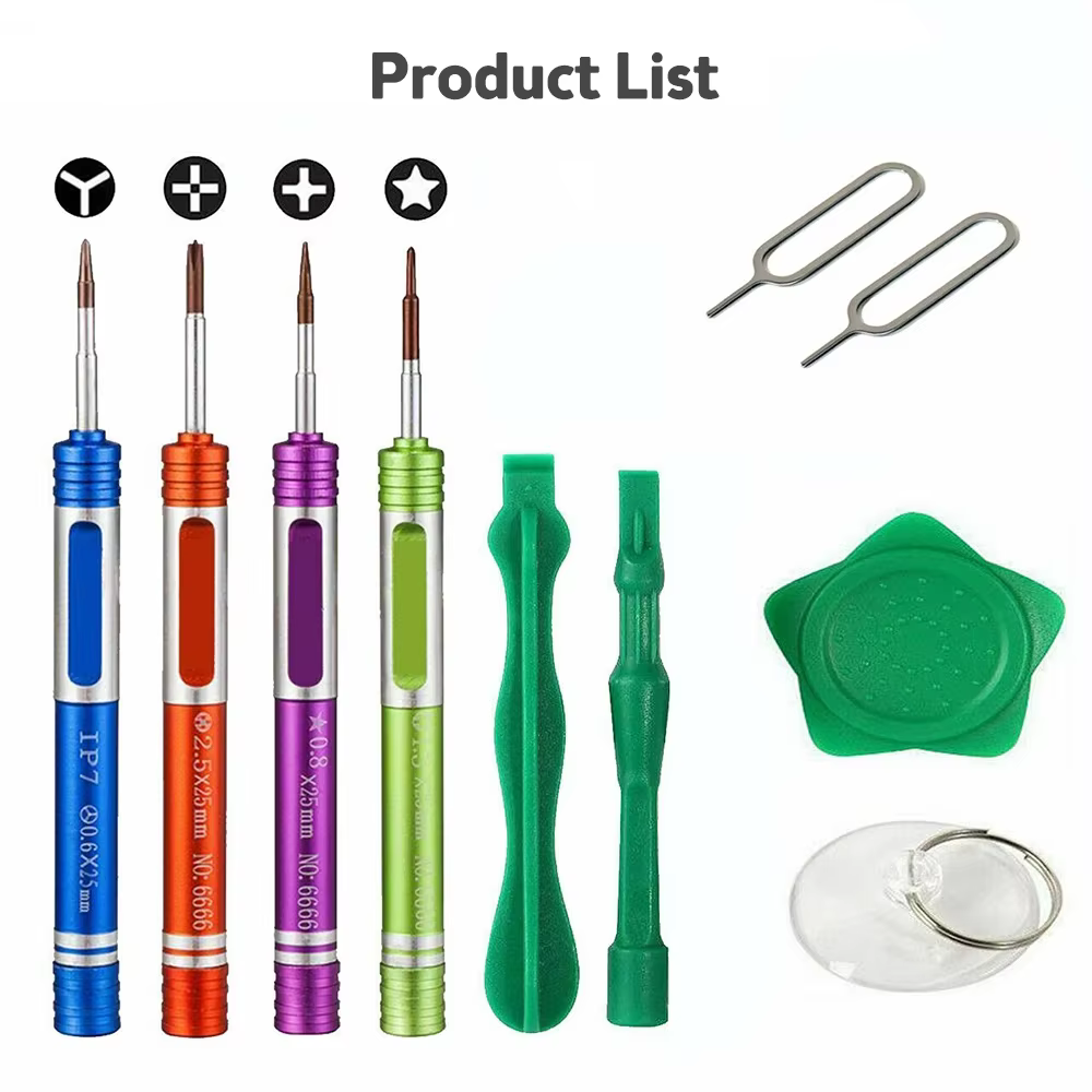 Mini tournevis 10 en 1 pour iPhone/Xiaomi/Huawei, kit d'outils de réparation et de démontage pour té