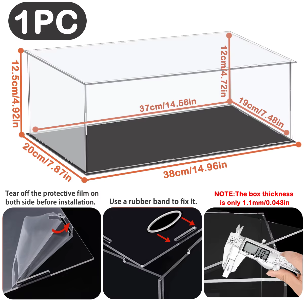 Boîte de présentation transparente en acrylique à l'échelle 1:14, adaptée à la protection et à l'aff