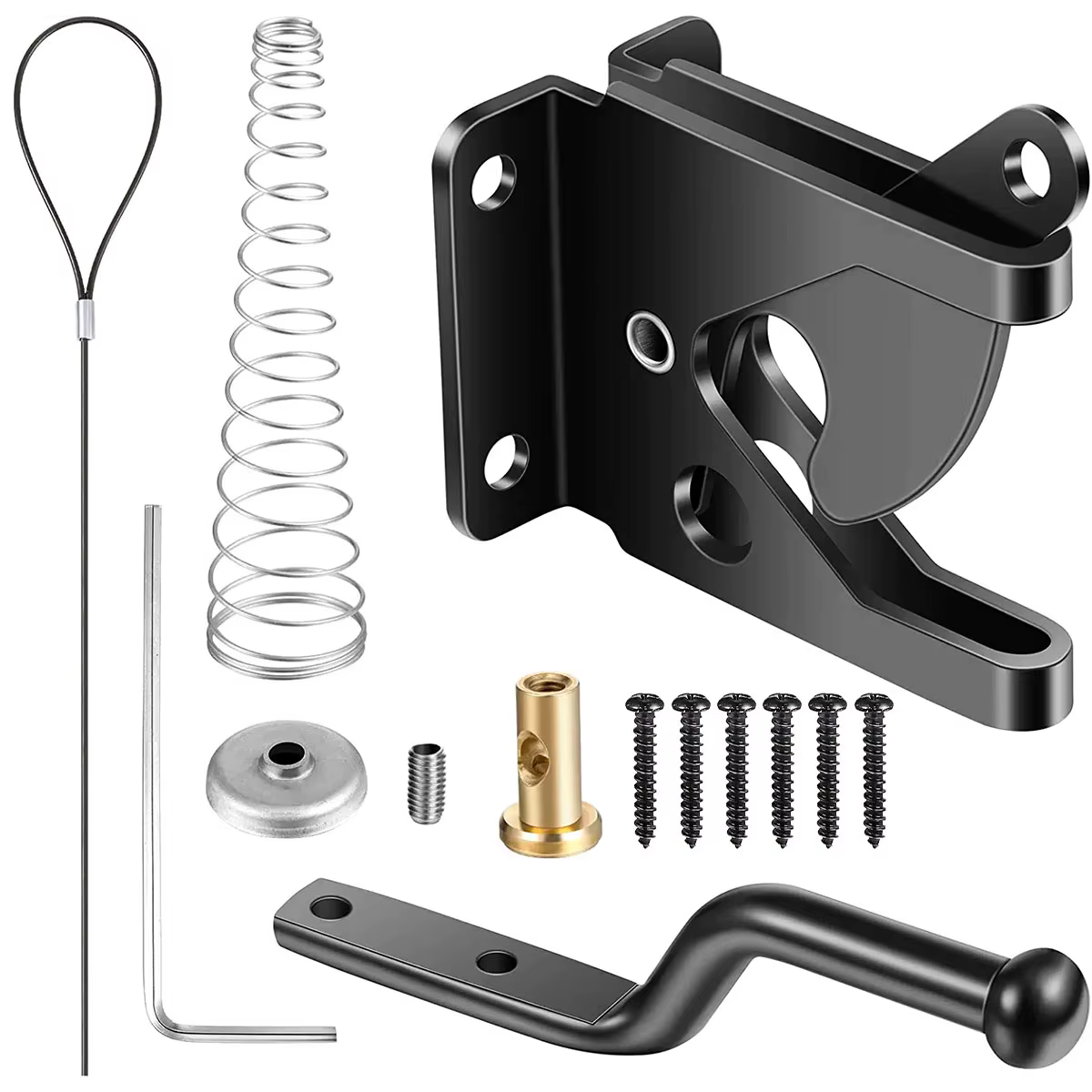Loquet de porte autobloquant en acier au carbone, loquet de porte de clôture monté sur poteau, levie
