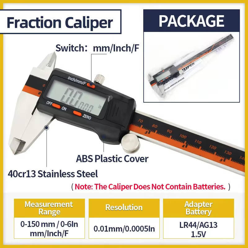 Pied à coulisse en métal Vernier avec indicateur à cadran micromètre jauge en acier inoxydable/carbo